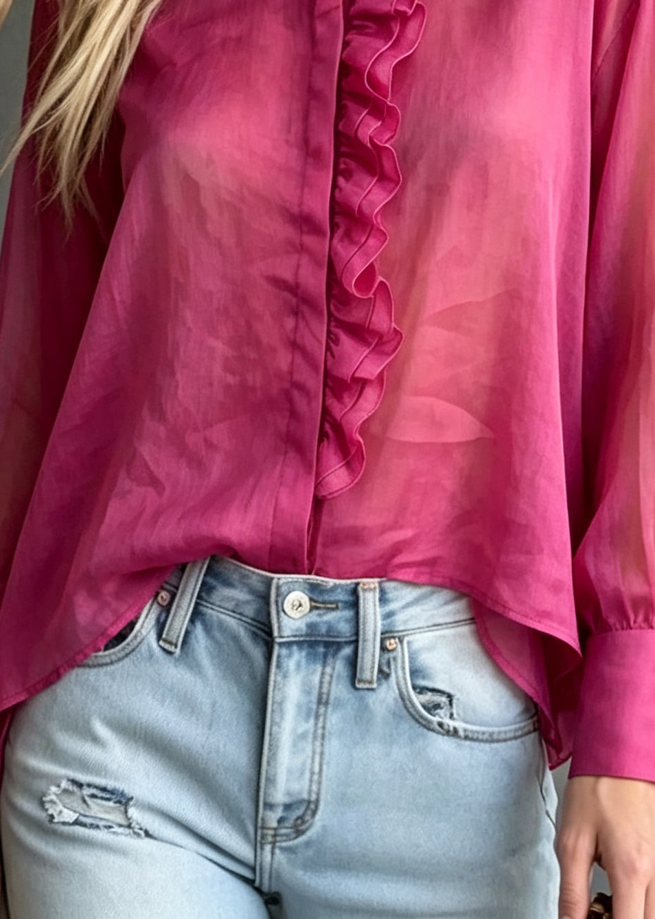 Elegant Rose Ruffled Patchwork Cotton Shirts Top Fall