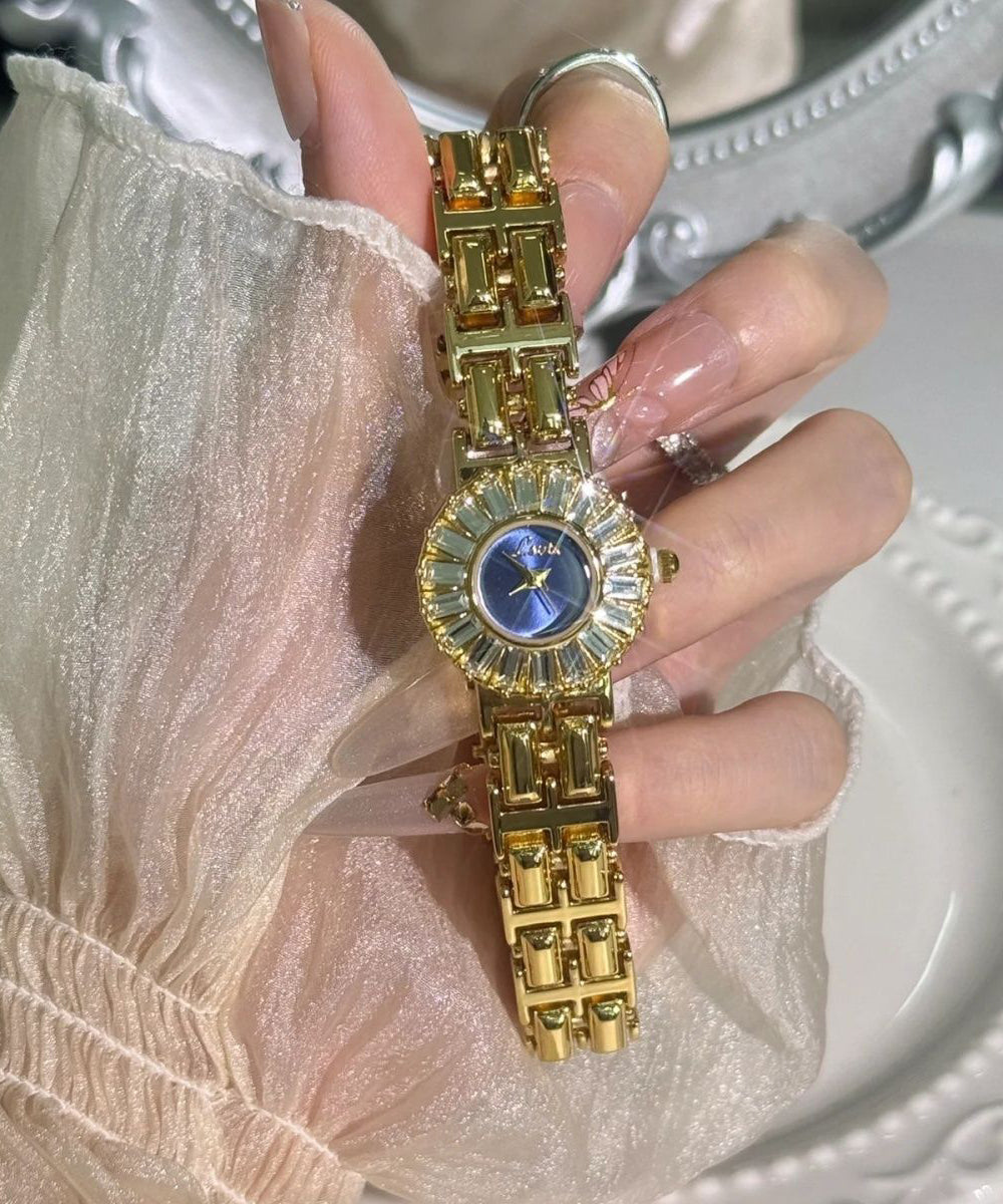 Elegant Royal Blue Stainless Steel Alloy Zircon Quartz Movement Watches