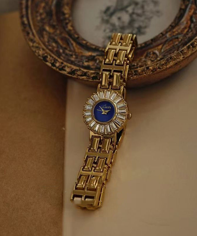 Elegant Royal Blue Stainless Steel Alloy Zircon Quartz Movement Watches