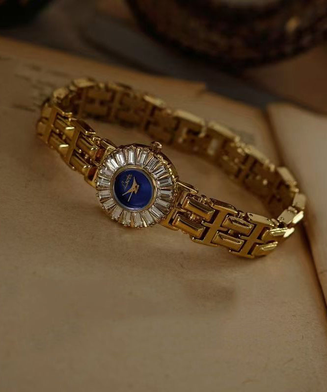Elegant Royal Blue Stainless Steel Alloy Zircon Quartz Movement Watches