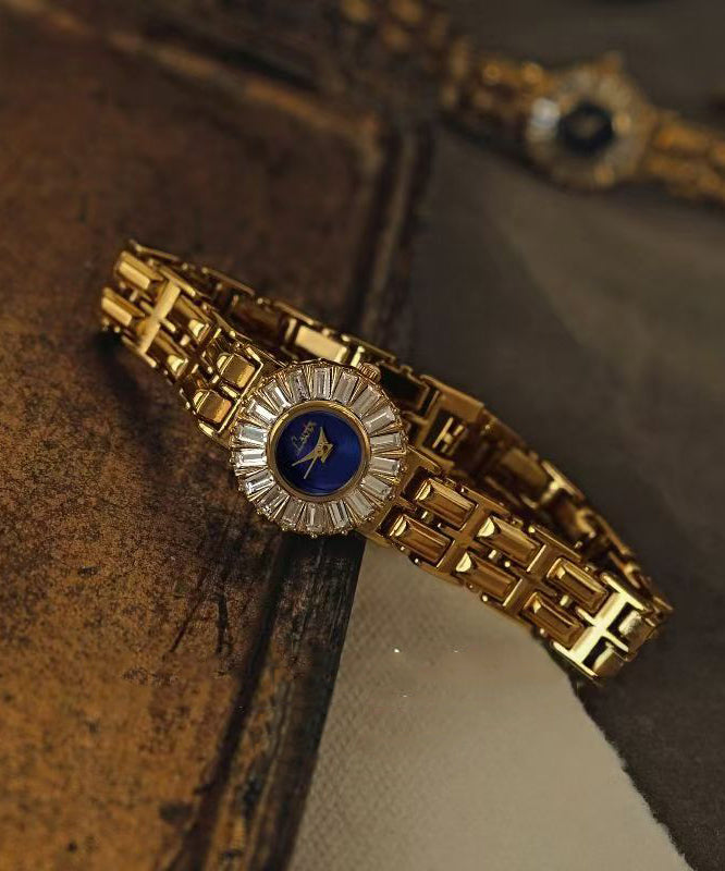 Elegant Royal Blue Stainless Steel Alloy Zircon Quartz Movement Watches