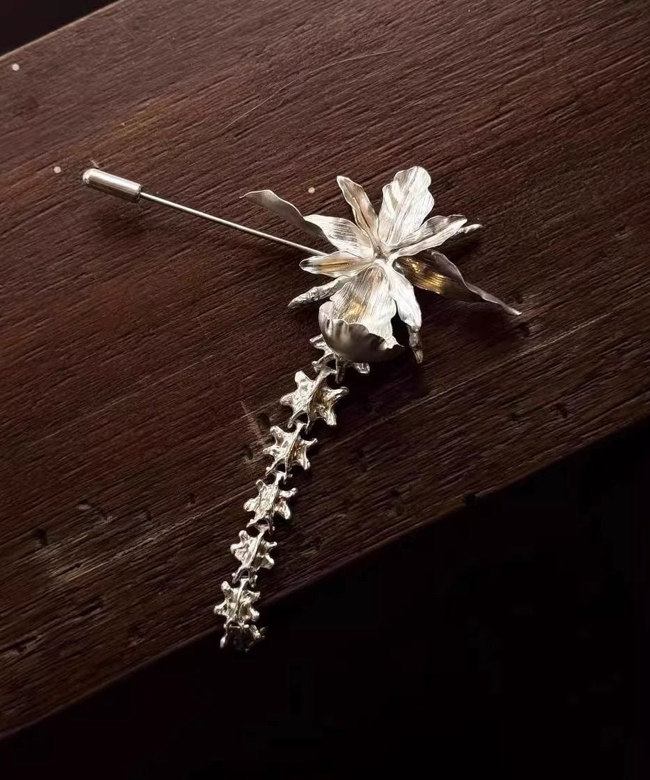 Elegant Silk Alloy Floral Tassel Hairpin