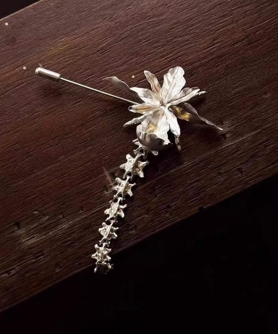 Elegant Silk Alloy Floral Tassel Hairpin