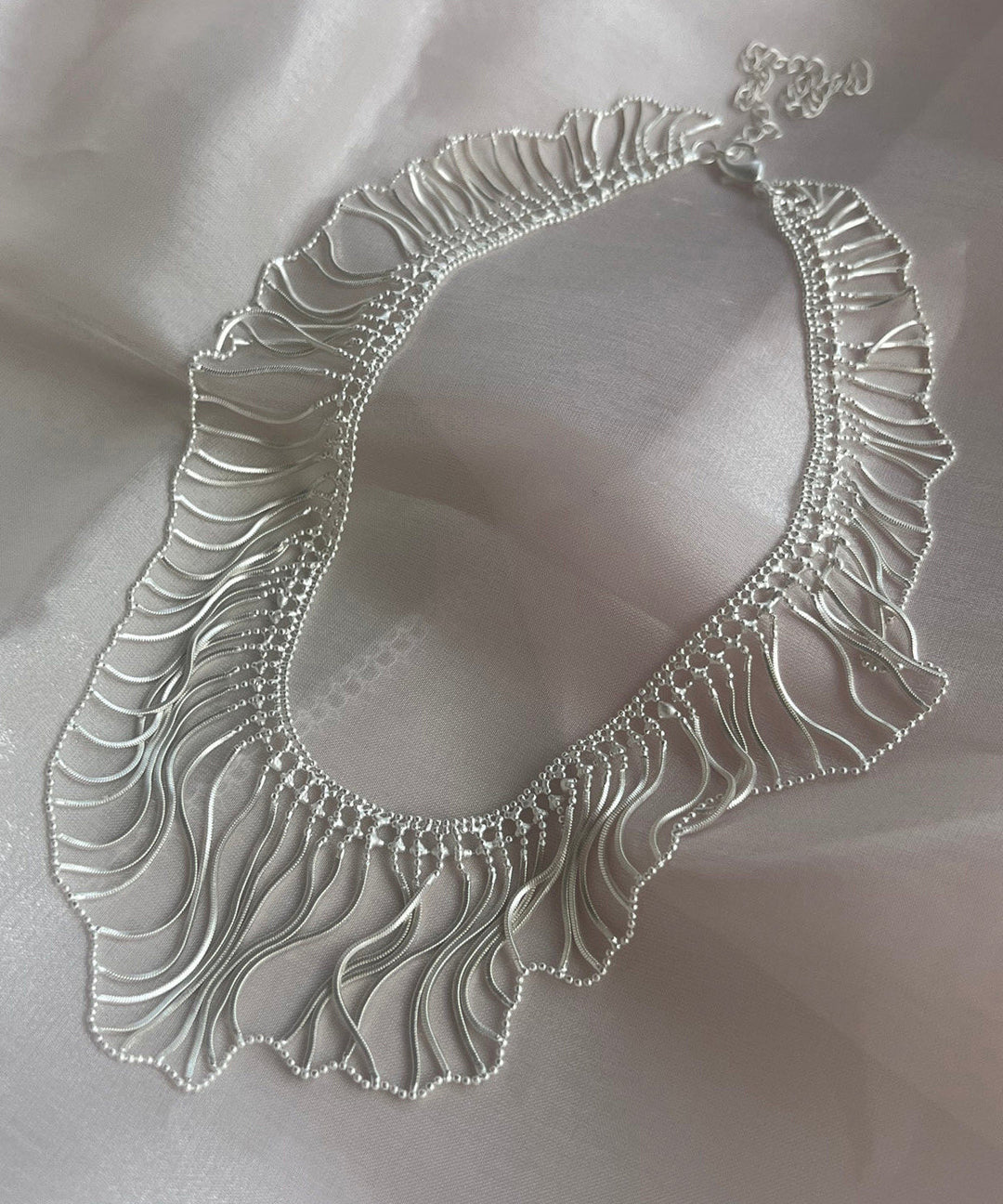 Elegant Silk Copper Silvering Waterfall Tassel Pendant Necklace