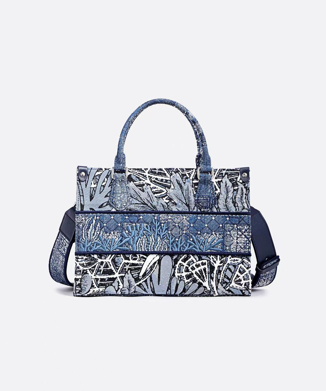 Elegant Versatile Print Patchwork Tote Handbag