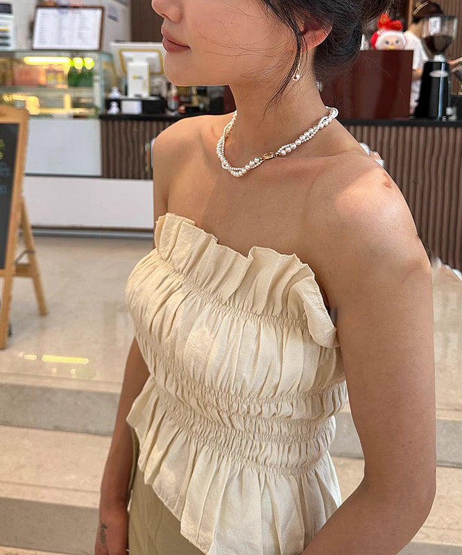 Elegant White Alloy Double-Layer Pearl Winding Gratuated Bead Necklace