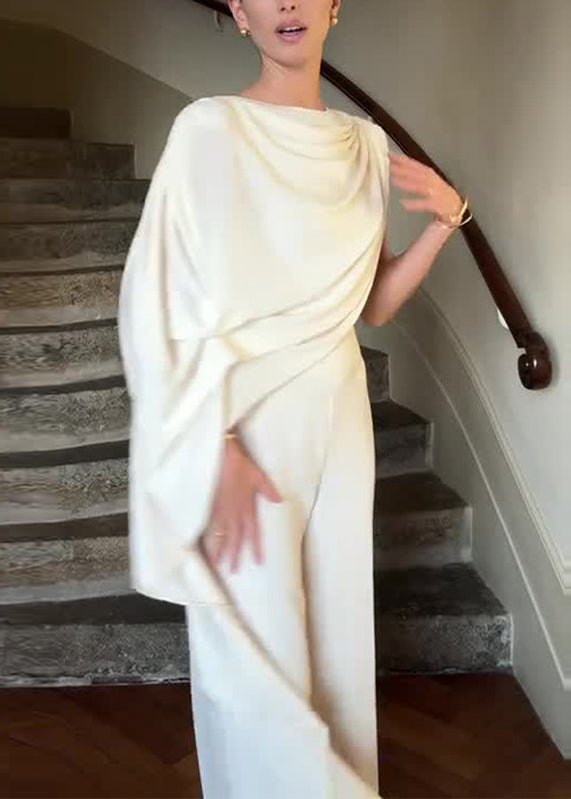 Elegant White Asymmetrical Solid Slim Jumpsuits Summer