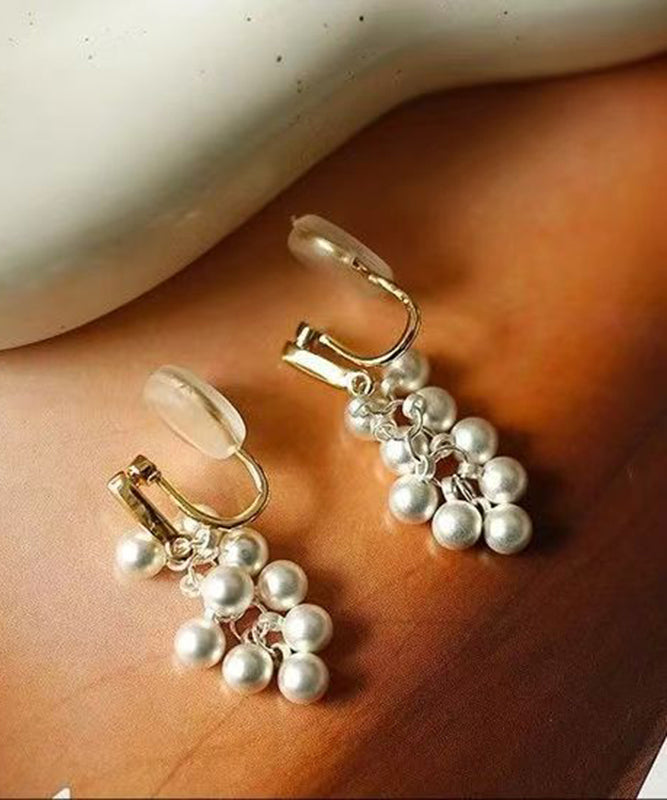 Elegant White Copper Alloy Pea Drop Earrings