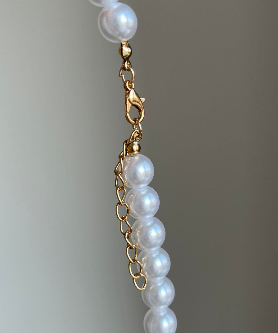 Elegant White Copper Overgild Asymmetrica Pearl Tassel Lariat Necklace