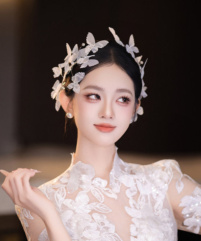 Elegant White Lace Butterfly A Pair Hairpin