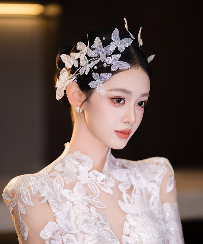 Elegant White Lace Butterfly A Pair Hairpin