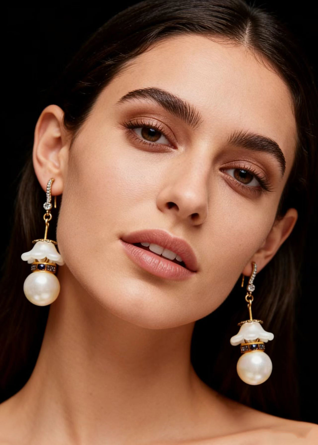 Elegant White Pearl Zircon Drop Earrings