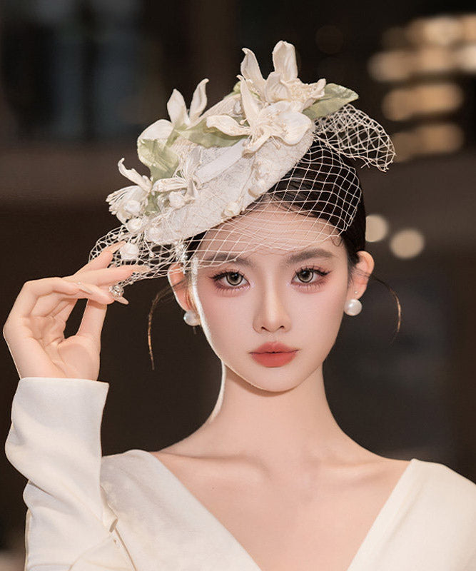 Elegant White Tulle Floral Patchwork HairPiece
