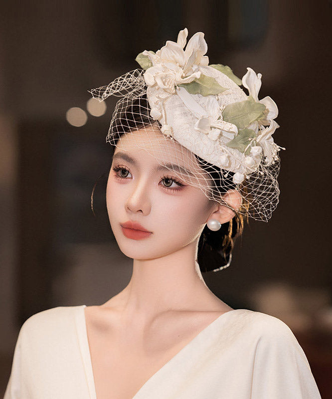 Elegant White Tulle Floral Patchwork HairPiece