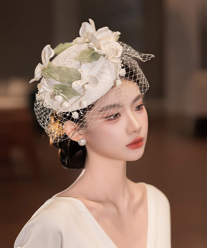 Elegant White Tulle Floral Patchwork HairPiece