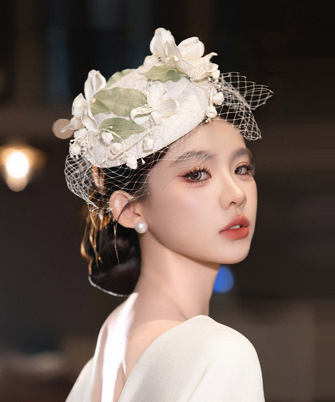 Elegant White Tulle Floral Patchwork HairPiece