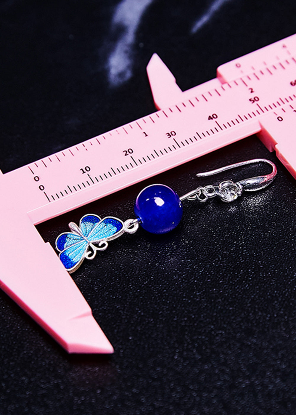 Ethnic Style Blue Butterfly Long Tasseled Drop Earrings