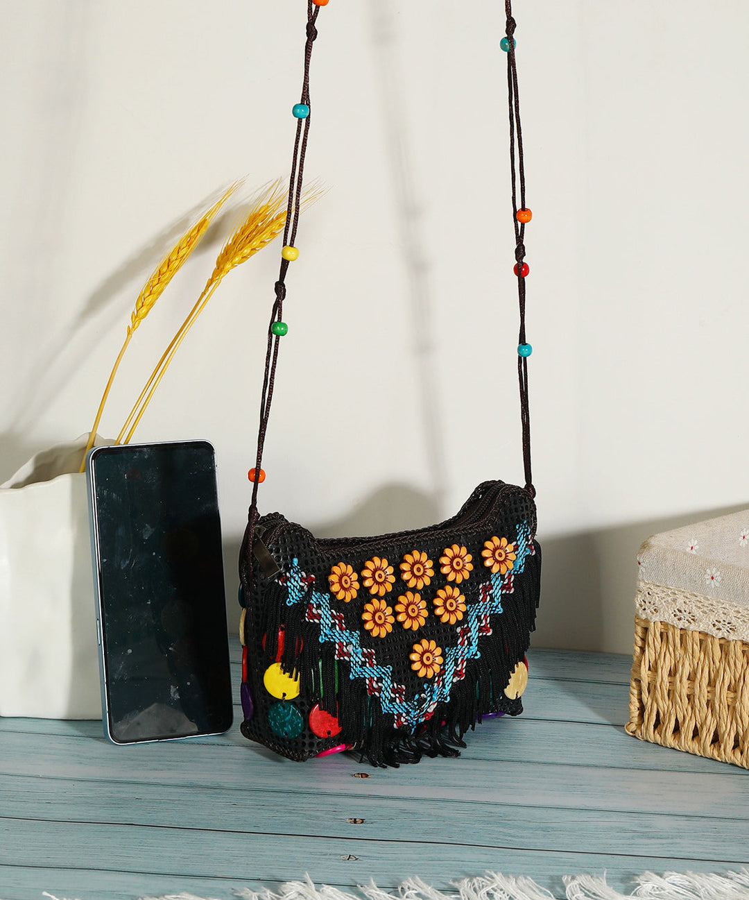 Ethnic Style Coconut Shell Handmade Woven Crossbody Bag