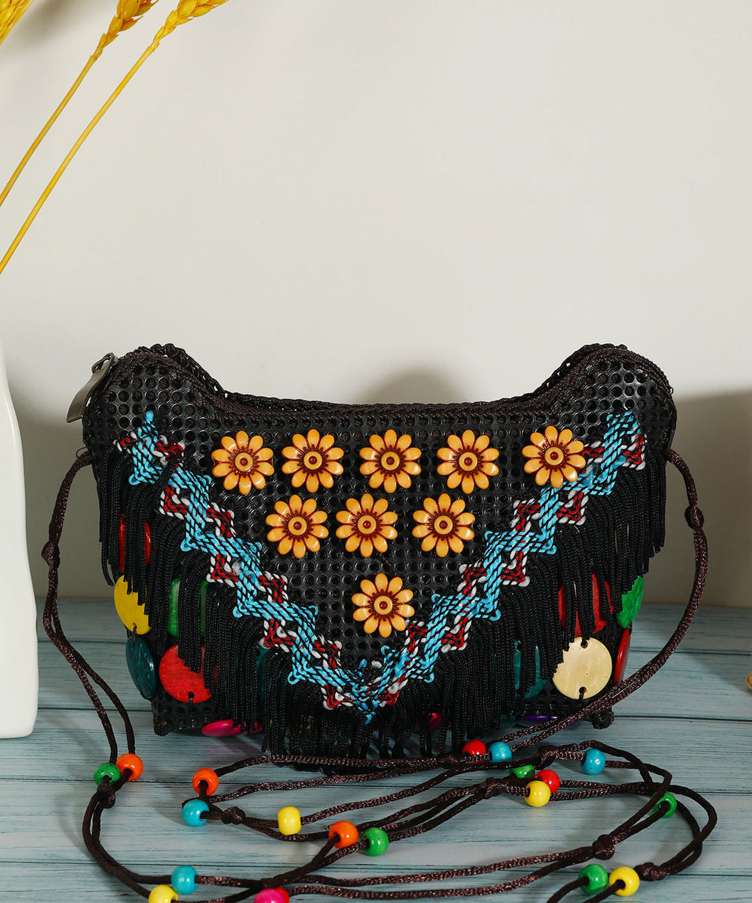 Ethnic Style Coconut Shell Handmade Woven Crossbody Bag
