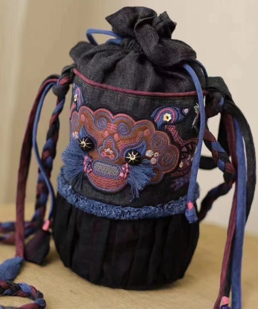 Ethnic Style Embroidered Drawstring Bucket Bag