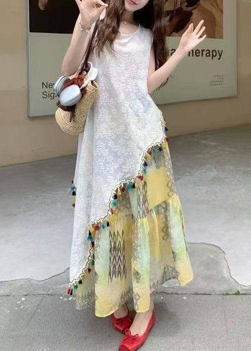 Ethnic Style Embroidered Tassel Sleeveless Two Pieces Set