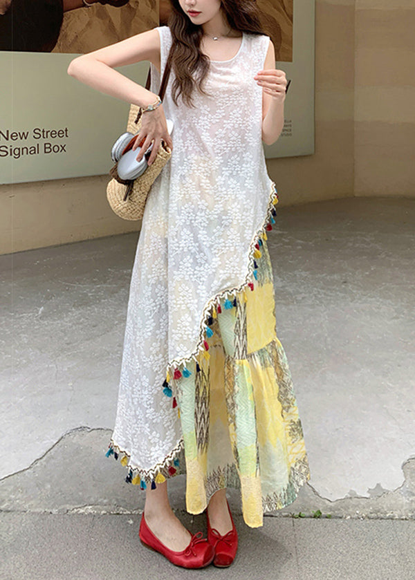 Ethnic Style Embroidered Tassel Sleeveless Two Pieces Set