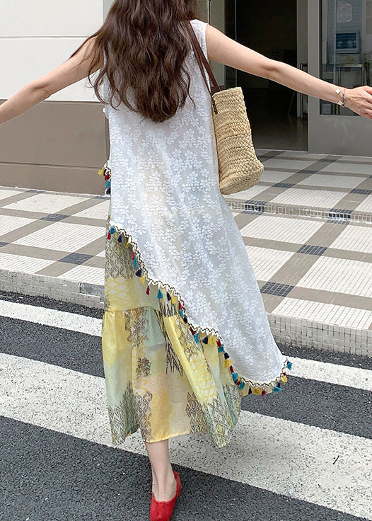 Ethnic Style Embroidered Tassel Sleeveless Two Pieces Set