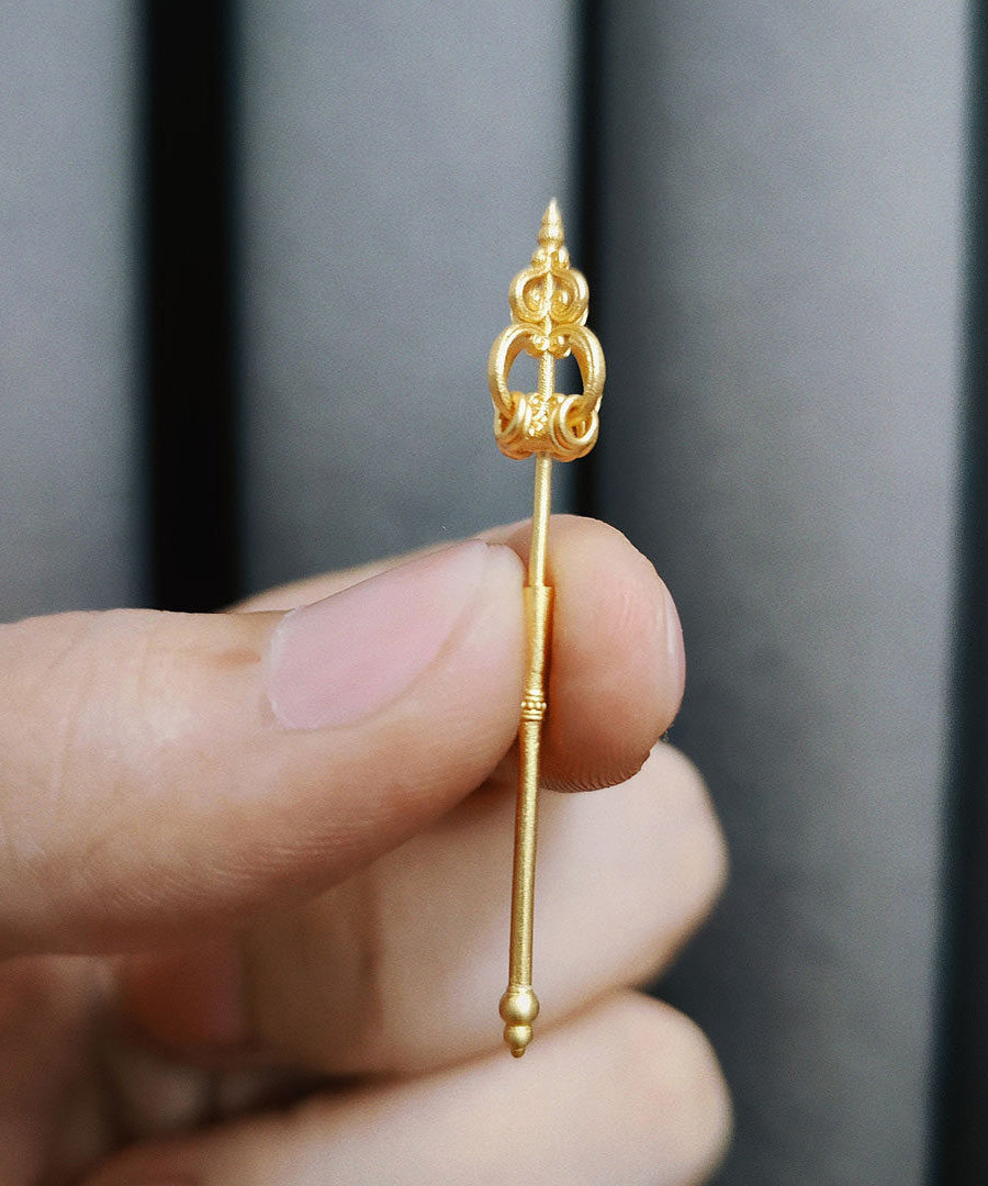 Ethnic Style Handmade Original Gold Copper Zen Staff Earrings - Omychic