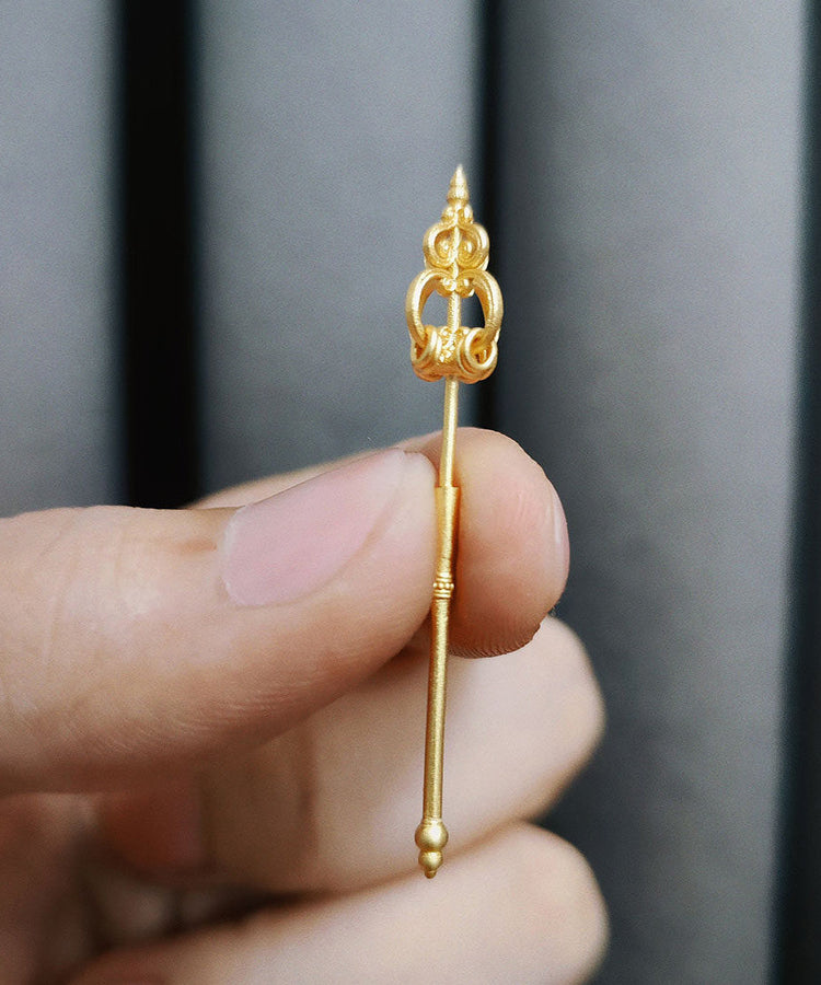 Ethnic Style Handmade Original Gold Copper Zen Staff Earrings - Omychic