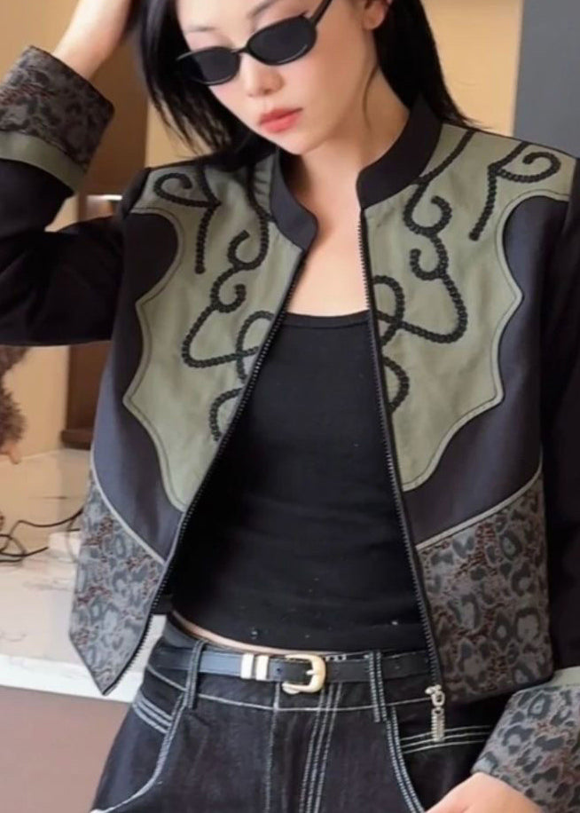 Ethnic Style Horseshoe Sleeve Patchwork Short Jacket