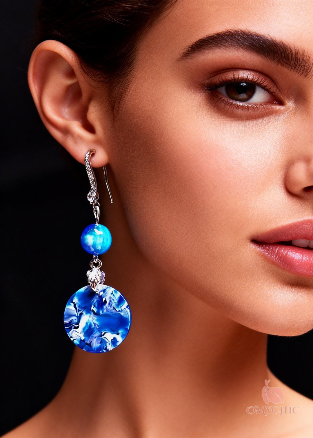 Ethnic Style Peacock Blue Paitings Fine Jade Drop Earrings