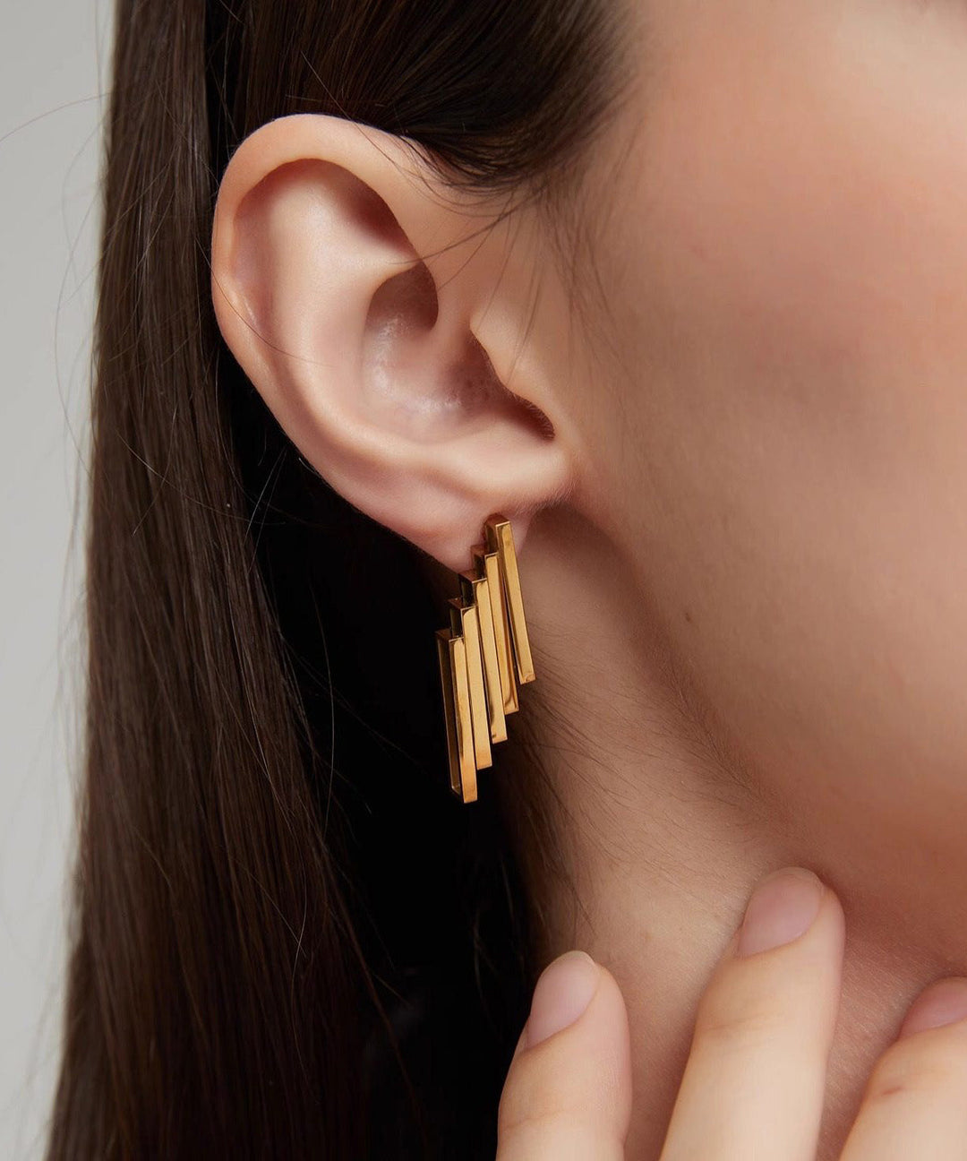 European And American Gold Titanium Steel Geometric Earrings