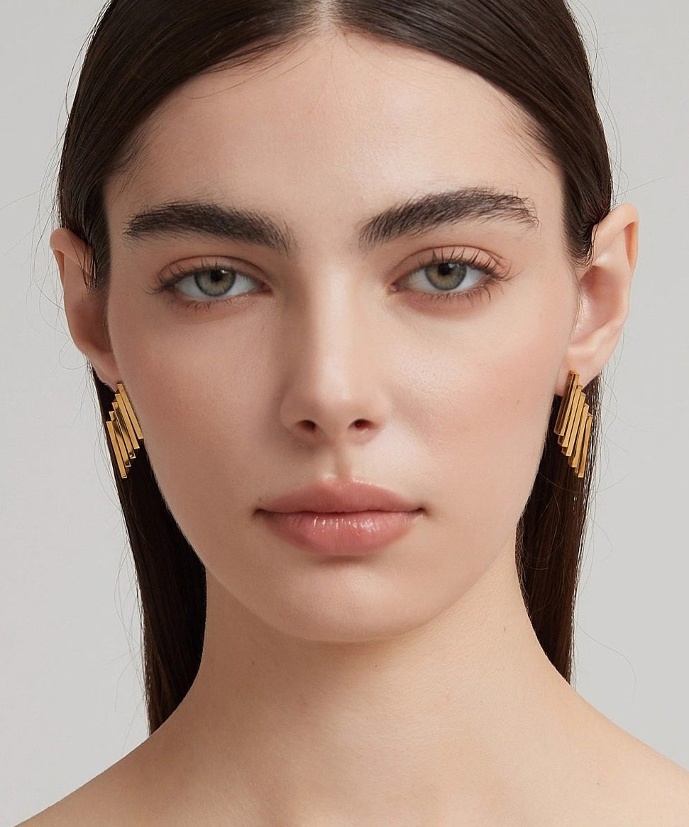 European And American Gold Titanium Steel Geometric Earrings