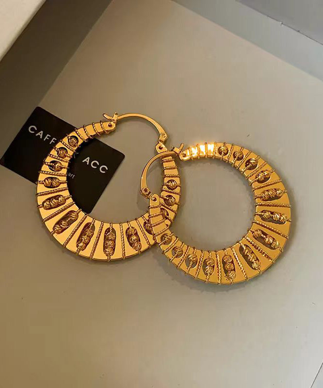 European And American Old Money Style Gold Exaggerated Circle Earrings - Omychic