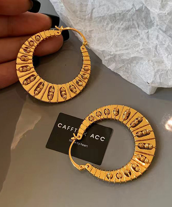 European And American Old Money Style Gold Exaggerated Circle Earrings - Omychic