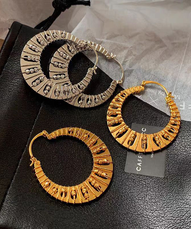 European And American Old Money Style Gold Exaggerated Circle Earrings - Omychic
