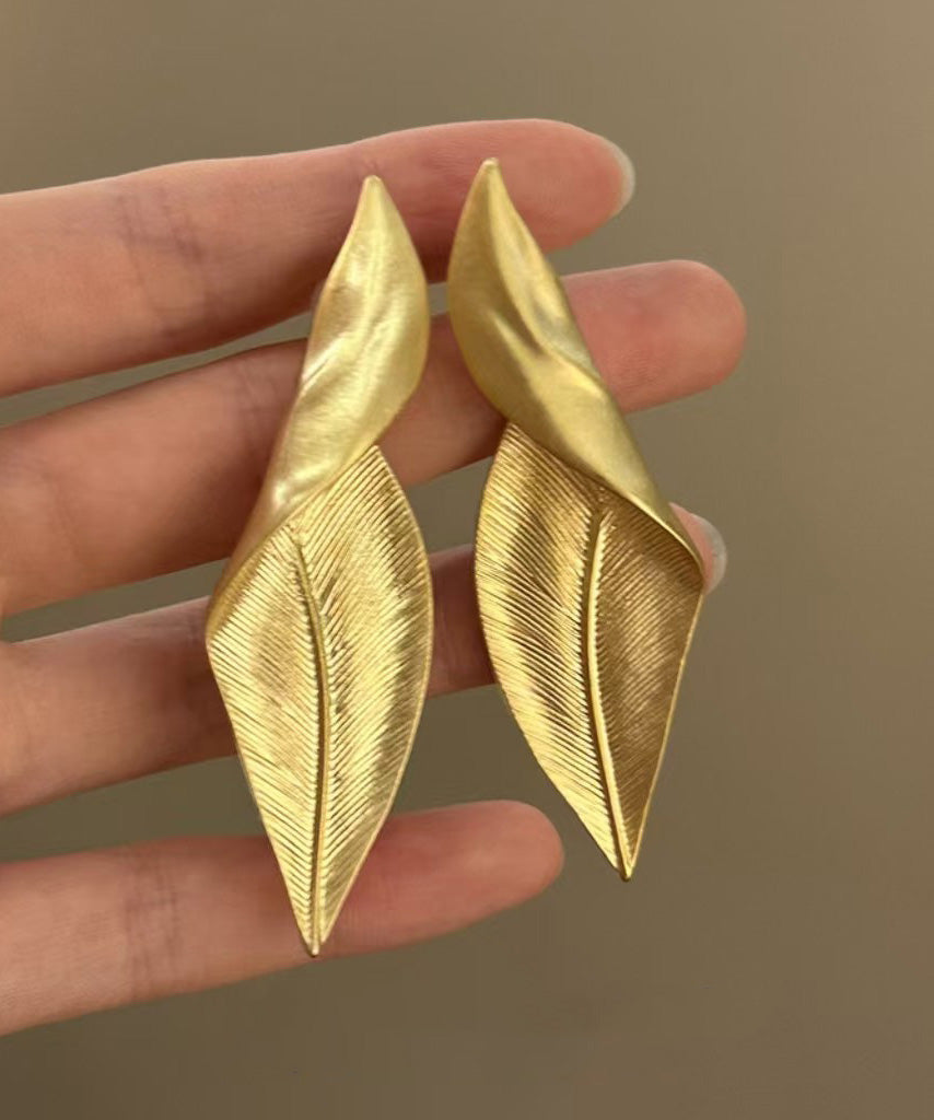 European And American Silver Leaves Metal Earrings