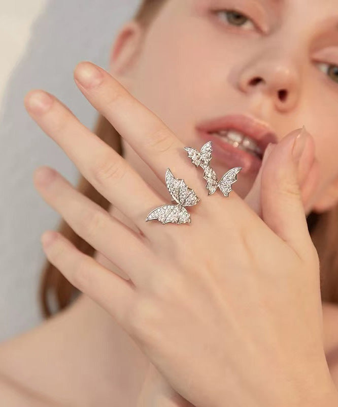 European And American Style Butterfly Zircon Opening Rings