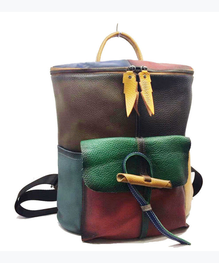 European And American Style Colored Genuine Cowhide Backpack