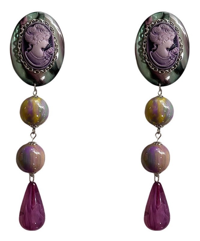 European And American Style Purple Relief Acrylic Drop Earrings - Omychic