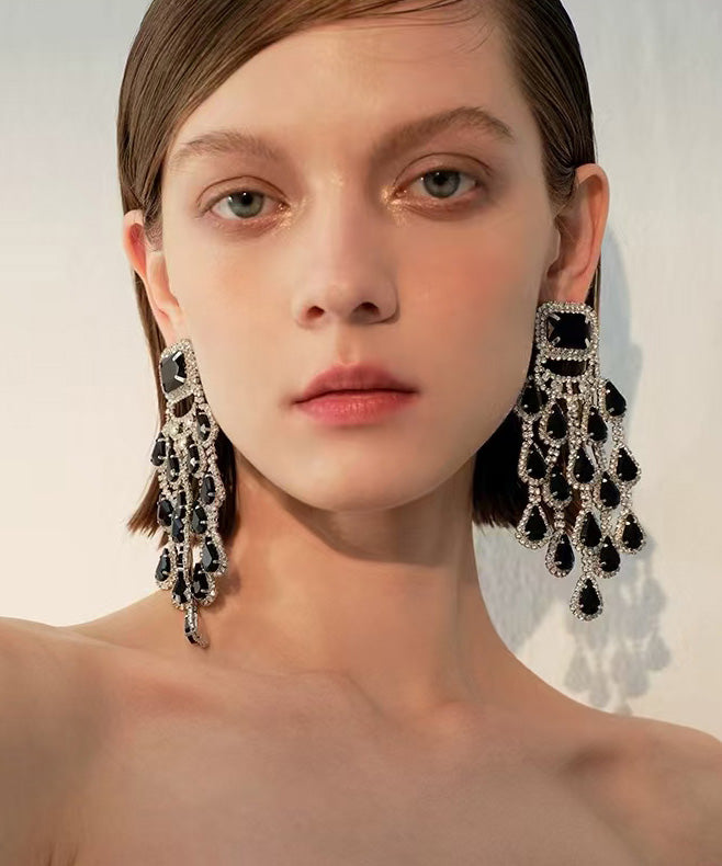 European And American Zircon Water Drop Stud Earrings