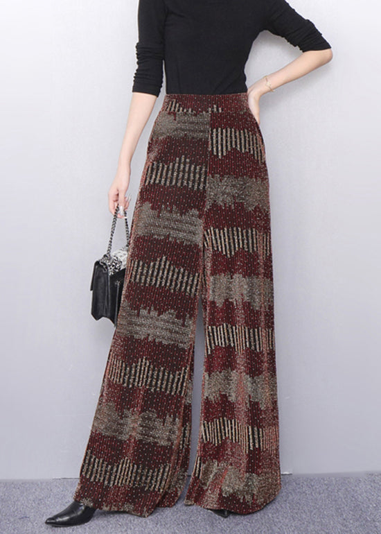 Fall Brown Elegance Metallic Wide-Leg Trousers
