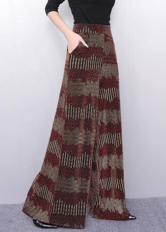 Fall Brown Elegance Metallic Wide-Leg Trousers