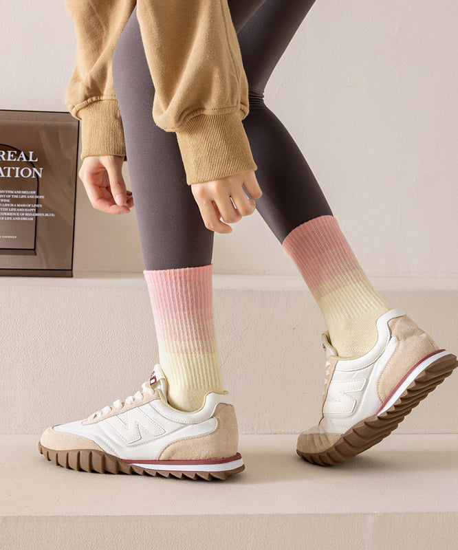 Fall Winter Gradient Color Mid Calf Socks Sports Socks