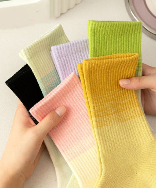 Fall Winter Gradient Color Mid Calf Socks Sports Socks