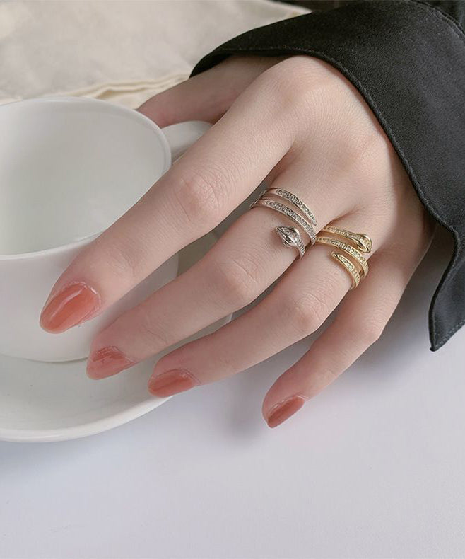Fashion Alloy Zircon S-Shaped Rings Two-Piece Set