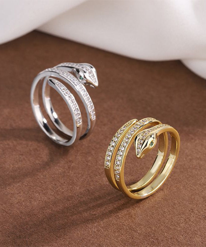 Fashion Alloy Zircon S-Shaped Rings Two-Piece Set