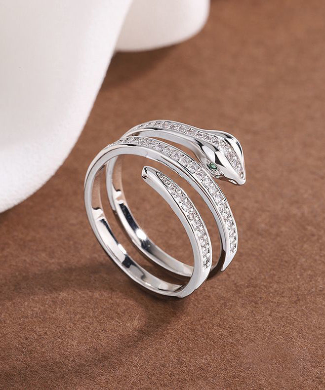 Fashion Alloy Zircon S-Shaped Rings Two-Piece Set