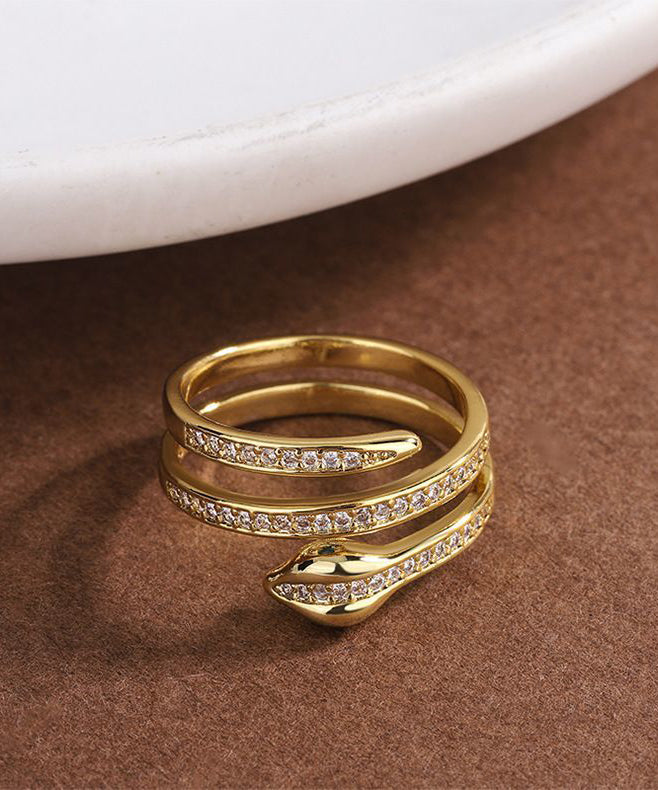 Fashion Alloy Zircon S-Shaped Rings Two-Piece Set
