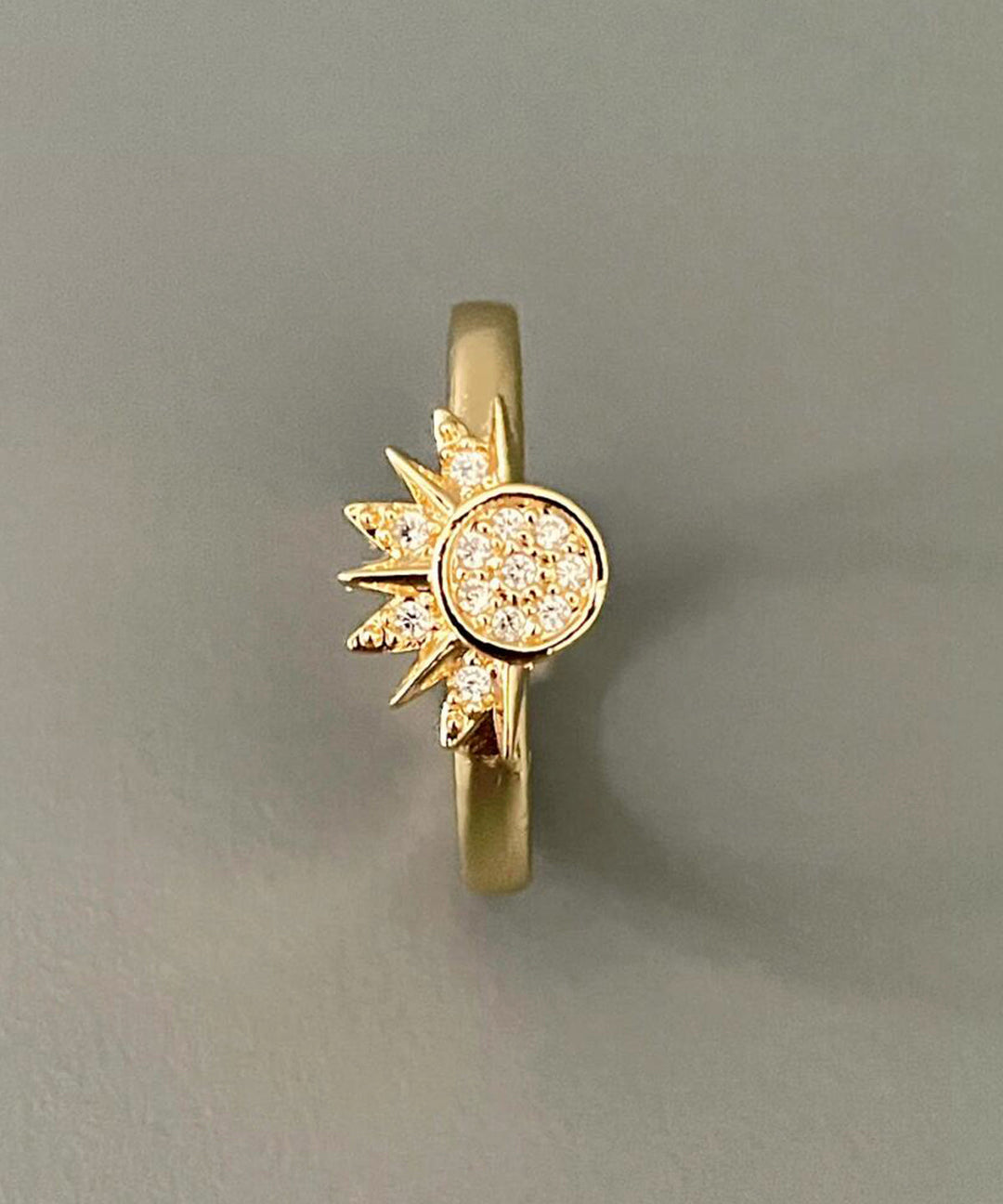 Fashion Alloy Zircon Sun And Moon Open Rings Two-Piece Set